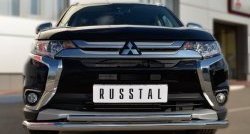 14 699 р. Защита переднего бампера (2 трубыØ63 и 42 мм, нержавейка) SLITKOFF Mitsubishi Outlander GF 2-ой рестайлинг (2015-2018)  с доставкой в г. Нижний Новгород. Увеличить фотографию 4