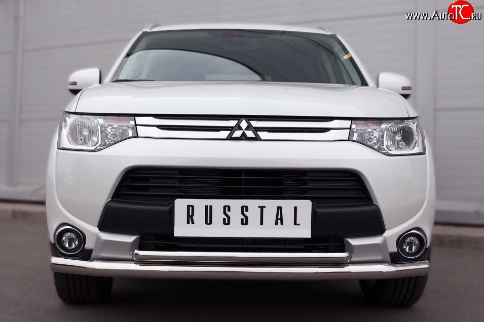 16 999 р. Защита переднего бампера (2 трубыØ63 и 42 мм, нержавейка) SLITKOFF  Mitsubishi Outlander  GF (2014-2016) 1-ый рестайлинг  с доставкой в г. Нижний Новгород