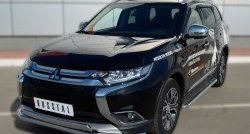 22 949 р. Защита переднего бампера (2 трубыØ75х42 и 63 мм, нержавейка) Russtal Mitsubishi Outlander GF 2-ой рестайлинг (2015-2018)  с доставкой в г. Нижний Новгород. Увеличить фотографию 4