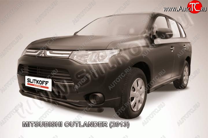 11 749 р. Защита переднего бампера Slitkoff (57мм) Mitsubishi Outlander GF дорестайлинг (2012-2014) (Цвет: серебристый)  с доставкой в г. Нижний Новгород