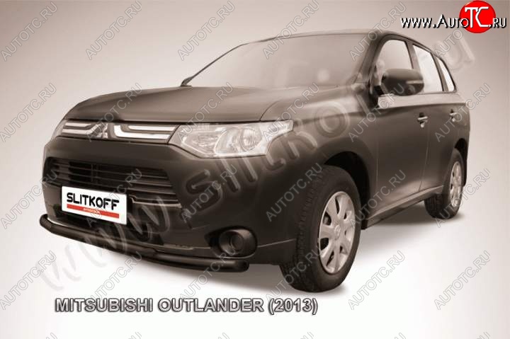 10 949 р. Защита переднего бампер Slitkoff Mitsubishi Outlander GF дорестайлинг (2012-2014) (Цвет: серебристый)  с доставкой в г. Нижний Новгород