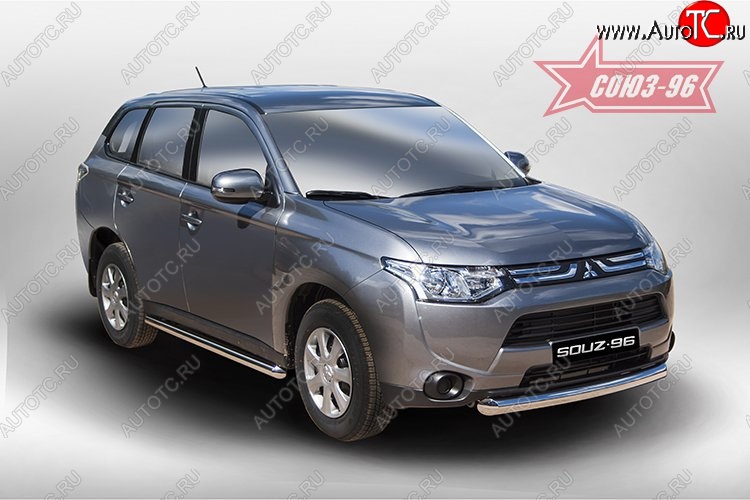 13 274 р. Защита переднего бампера одинарная Souz-96 (d76) Mitsubishi Outlander GF дорестайлинг (2012-2014)  с доставкой в г. Нижний Новгород