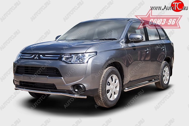 10 934 р. Защита переднего бампера диаметр трубы 42 мм Premium Souz-96 Mitsubishi Outlander GF дорестайлинг (2012-2014)  с доставкой в г. Нижний Новгород