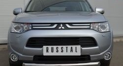 14 599 р. Одинарная защита переднего бампера диаметром 76 мм SLITKOFF Mitsubishi Outlander GF дорестайлинг (2012-2014)  с доставкой в г. Нижний Новгород. Увеличить фотографию 3