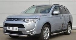 14 599 р. Одинарная защита переднего бампера диаметром 76 мм SLITKOFF Mitsubishi Outlander GF дорестайлинг (2012-2014)  с доставкой в г. Нижний Новгород. Увеличить фотографию 4