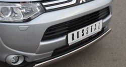 15 649 р. Защита переднего бампера (Ø75х42 мм, нержавейка) Russtal Mitsubishi Outlander GF дорестайлинг (2012-2014)  с доставкой в г. Нижний Новгород. Увеличить фотографию 2