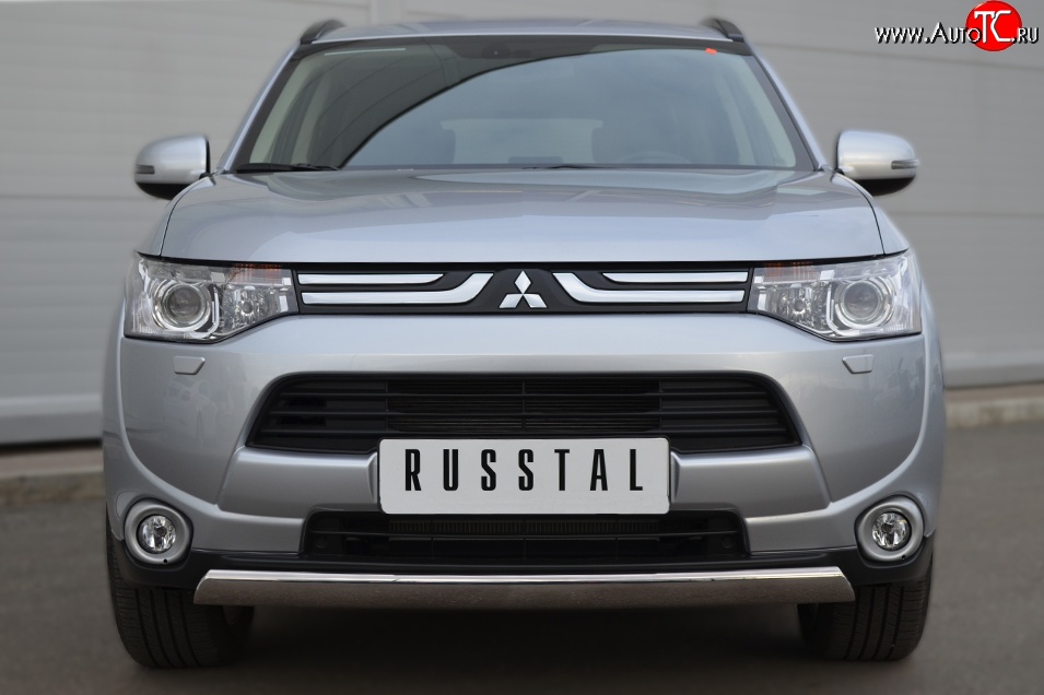 15 649 р. Защита переднего бампера (Ø75х42 мм, нержавейка) Russtal Mitsubishi Outlander GF дорестайлинг (2012-2014)  с доставкой в г. Нижний Новгород