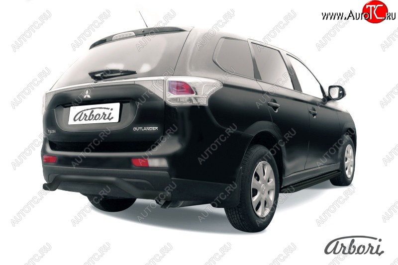 6 209 р. Защита заднего бампера Arbori (волна, черная, 1 труба d57 mm). Mitsubishi Outlander GF дорестайлинг (2012-2014)  с доставкой в г. Нижний Новгород