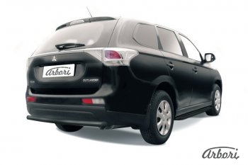 Защита заднего бампера Arbori (уголки, черная, 1 труба d57 mm). Mitsubishi Outlander GF дорестайлинг (2012-2014)