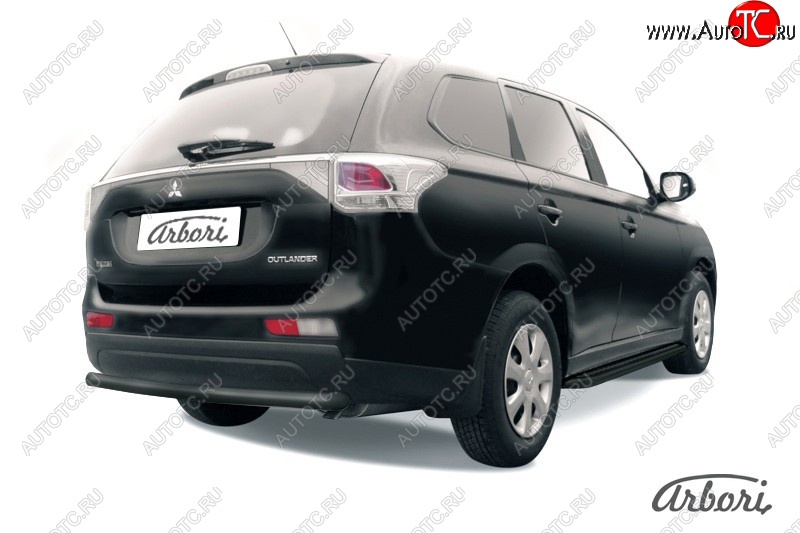 5 399 р. Защита заднего бампера Arbori (уголки, черная, 1 труба d57 mm). Mitsubishi Outlander GF дорестайлинг (2012-2014)  с доставкой в г. Нижний Новгород