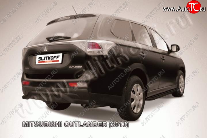 8 349 р. Защита задняя Slitkoff Mitsubishi Outlander GF дорестайлинг (2012-2014) (Цвет: серебристый)  с доставкой в г. Нижний Новгород