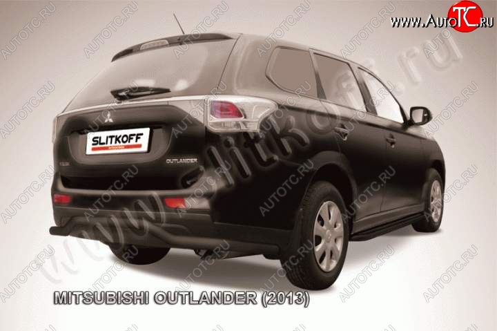 8 249 р. Защита задняя Slitkoff Mitsubishi Outlander GF дорестайлинг (2012-2014) (Цвет: серебристый)  с доставкой в г. Нижний Новгород