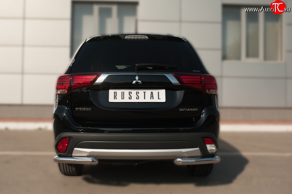 11 349 р. Защита заднего бампера (Ø63 мм уголки, нержавейка) SLITKOFF  Mitsubishi Outlander  GF (2014-2016) 1-ый рестайлинг  с доставкой в г. Нижний Новгород