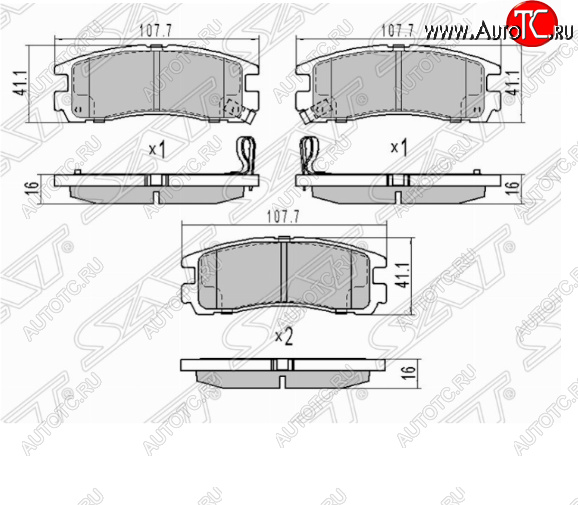 829 р. Комплект задних тормозных колодок SAT  Mitsubishi Pajero ( 2 V30/V40 5 дв.,  2 V20,  2 V30/V40) (1991-1999) дорестайлинг, дорестайлинг, рестайлинг, рестайлинг  с доставкой в г. Нижний Новгород