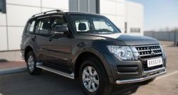 17 749 р. Защита переднего бампера (2 трубыØ63 мм, нержавейка) SLITKOFF Mitsubishi Pajero 4 V90 2-ой рестайлинг (2014-2020)  с доставкой в г. Нижний Новгород. Увеличить фотографию 4