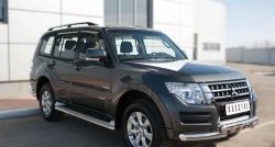 13 949 р. Защита порогов из круглой трубы диаметром 42 мм SLITKOFF  Mitsubishi Pajero  4 V90 (2014-2020) 2-ой рестайлинг  с доставкой в г. Нижний Новгород. Увеличить фотографию 4