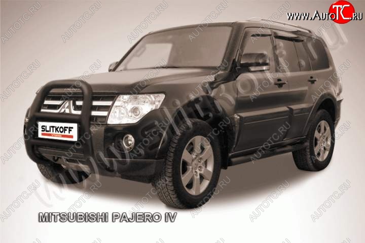 23 799 р. Кенгурятник d76 высокий Mitsubishi Pajero 4 V90 дорестайлинг (2006-2011) (Цвет: серебристый)  с доставкой в г. Нижний Новгород