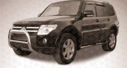 Усиленная низкая защита переднего бампера из трубы диаметром 76 мм Slitkoff Mitsubishi Pajero 4 V90 дорестайлинг (2006-2011)