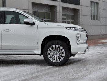 22 699 р. Защита переднего бампера (2 трубы Ø63 и 42 мм, нержавейка) SLITKOFF Mitsubishi Pajero Sport QF рестайлинг (2019-2022)  с доставкой в г. Нижний Новгород. Увеличить фотографию 4