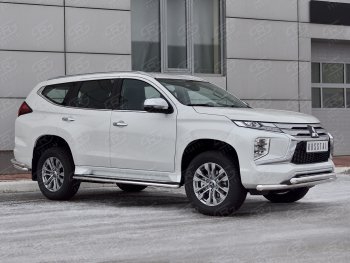 22 699 р. Защита переднего бампера (2 трубы Ø63 и 42 мм, нержавейка) SLITKOFF Mitsubishi Pajero Sport QF рестайлинг (2019-2022)  с доставкой в г. Нижний Новгород. Увеличить фотографию 3