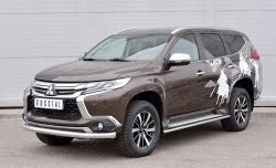 12 999 р. Защита переднего бампера (Ø76 мм, нержавейка) SLITKOFF Mitsubishi Pajero Sport QE дорестайлинг (2015-2021)  с доставкой в г. Нижний Новгород. Увеличить фотографию 2