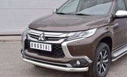 12 999 р. Защита переднего бампера (Ø76 мм, нержавейка) SLITKOFF Mitsubishi Pajero Sport QE дорестайлинг (2015-2021)  с доставкой в г. Нижний Новгород. Увеличить фотографию 3