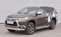 18 799 р. Защита переднего бампера (2 трубыØ76 и 42 мм, нержавейка) SLITKOFF Mitsubishi Pajero Sport QE дорестайлинг (2015-2021)  с доставкой в г. Нижний Новгород. Увеличить фотографию 2