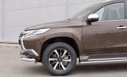 18 799 р. Защита переднего бампера (2 трубыØ76 и 42 мм, нержавейка) SLITKOFF Mitsubishi Pajero Sport QE дорестайлинг (2015-2021)  с доставкой в г. Нижний Новгород. Увеличить фотографию 4