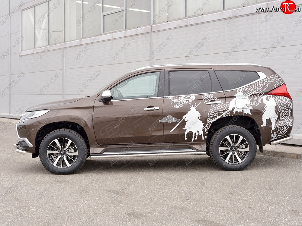 14 999 р. Защита порогов из круглой трубы диаметром 42 мм SLITKOFF  Mitsubishi Pajero Sport  QE (2015-2021) дорестайлинг  с доставкой в г. Нижний Новгород