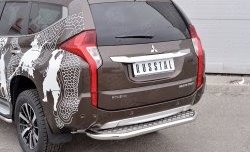 11 449 р. Защита заднего бампера (Ø63 мм, нержавейка) Russtal Mitsubishi Pajero Sport QE дорестайлинг (2015-2021) (лист - алюминий, профиль - нержавейка)  с доставкой в г. Нижний Новгород. Увеличить фотографию 3