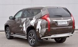 7 649 р. Защита заднего бампера (Ø63 мм, нержавейка) Russtal Mitsubishi Pajero Sport QE дорестайлинг (2015-2021)  с доставкой в г. Нижний Новгород. Увеличить фотографию 2