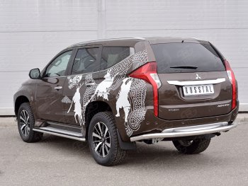 8 699 р. Защита заднего бампера (Ø63 мм, нержавейка) SLITKOFF  Mitsubishi Pajero Sport  QE (2015-2021) дорестайлинг  с доставкой в г. Нижний Новгород. Увеличить фотографию 3