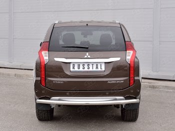 8 699 р. Защита заднего бампера (Ø63 мм, нержавейка) SLITKOFF  Mitsubishi Pajero Sport  QE (2015-2021) дорестайлинг  с доставкой в г. Нижний Новгород. Увеличить фотографию 2