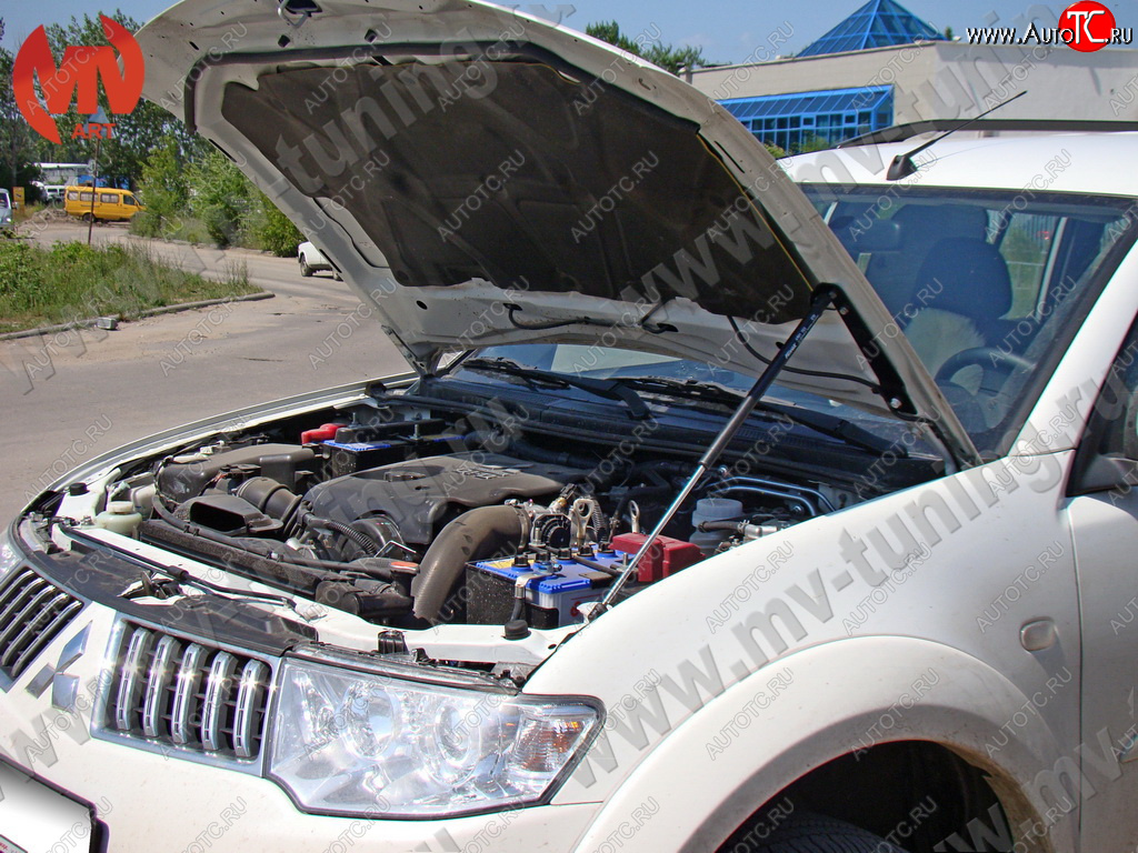 2 969 р. Упор капота MV-Tuning (одинарный) Mitsubishi Pajero Sport PB дорестайлинг (2008-2013)  с доставкой в г. Нижний Новгород