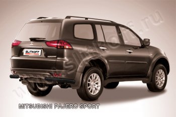 4 399 р. Защита заднего бампера (уголки, сталь окрашенная, Ø57 мм)  Mitsubishi Pajero Sport  PB (2008-2013) дорестайлинг (Цвет: серебристый)  с доставкой в г. Нижний Новгород. Увеличить фотографию 1