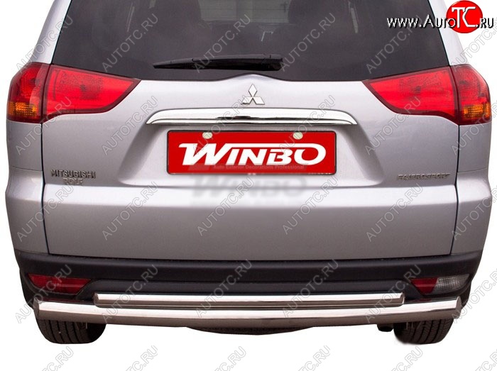 13 199 р. Защита заднего бампера WINBO (Ø76 и 42 мм, нержавейка)  Mitsubishi Pajero Sport  PB (2008-2013) дорестайлинг  с доставкой в г. Нижний Новгород