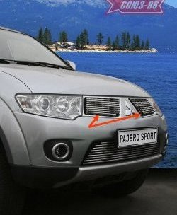 4 499 р. Декоративные элементы решетки радиатора Souz-96 (d10) Mitsubishi Pajero Sport PB дорестайлинг (2008-2013)  с доставкой в г. Нижний Новгород. Увеличить фотографию 1