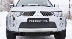 969 р. Зимняя заглушка решетки переднего бампера РА  Mitsubishi Pajero Sport  PB (2008-2013) дорестайлинг  с доставкой в г. Нижний Новгород. Увеличить фотографию 2