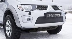 969 р. Зимняя заглушка решетки переднего бампера РА  Mitsubishi Pajero Sport  PB (2008-2013) дорестайлинг  с доставкой в г. Нижний Новгород. Увеличить фотографию 3