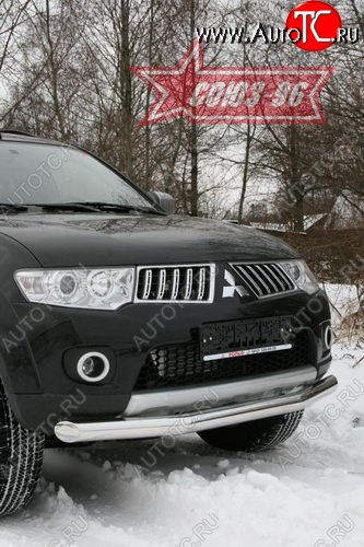 11 564 р. Защита переднего бампера одинарная Souz-96 (d76) Mitsubishi Pajero Sport PB дорестайлинг (2008-2013)  с доставкой в г. Нижний Новгород