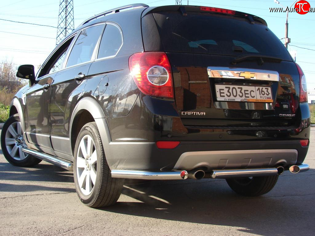 8 599 р. Защита заднего бампера из труб d63.5 Metall-design Chevrolet Captiva  дорестайлинг (2006-2011) (Комплект)  с доставкой в г. Нижний Новгород