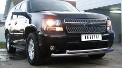 23 999 р. Защита переднего бампера (2 трубыØ76 мм, нержавейка) SLITKOFF Chevrolet Tahoe GMT900 5 дв. (2006-2013)  с доставкой в г. Нижний Новгород. Увеличить фотографию 6