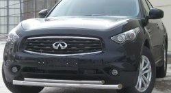 Защита переднего бампера (2 трубыØ63 и 42 мм, нержавейка) SLITKOFF INFINITI FX50 S51 дорестайлинг (2008-2011)