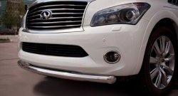 Одинарная защита переднего бампера SLITKOFF 76 мм INFINITI QX56 Z62 (2010-2013)