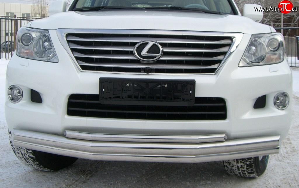 23 599 р. Тройная защита переднего бампера SLITKOFF 70 мм  Lexus LX570  J200 (2007-2012) дорестайлинг  с доставкой в г. Нижний Новгород