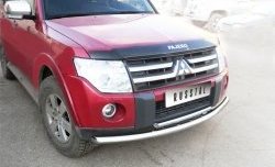 17 999 р. Защита переднего бампера (2 трубыØ76 и 42 мм, нержавейка) SLITKOFF Mitsubishi Pajero 4 V80 дорестайлинг (2006-2011)  с доставкой в г. Нижний Новгород. Увеличить фотографию 2