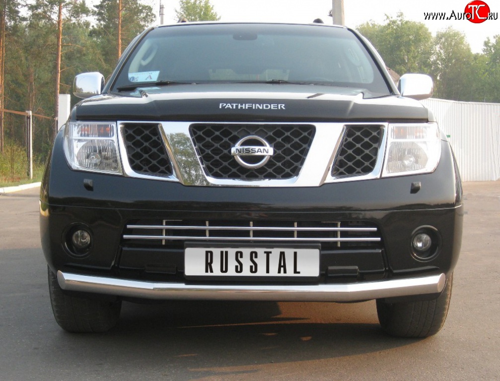 15 999 р. Одинарная защита переднего бампера Russtal диаметром 76 мм Nissan Pathfinder R51 дорестайлинг (2004-2007)  с доставкой в г. Нижний Новгород