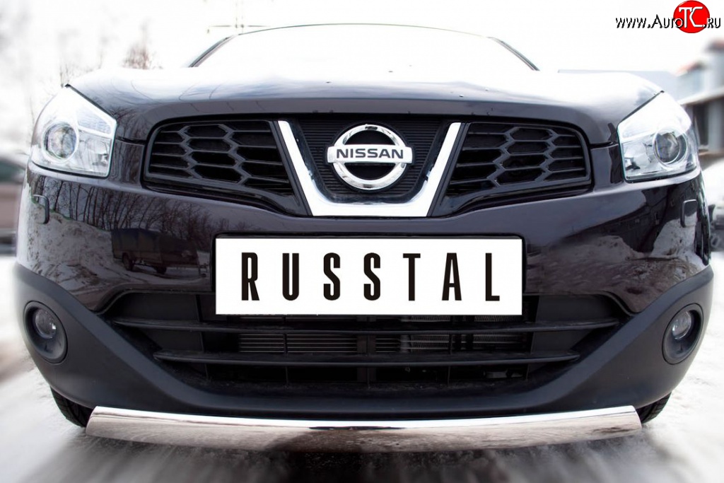 15 399 р. Защита переднего бампера (Ø75х42 мм, нержавейка) Russtal Nissan Qashqai +2 1 J10 дорестайлинг (2008-2010)  с доставкой в г. Нижний Новгород