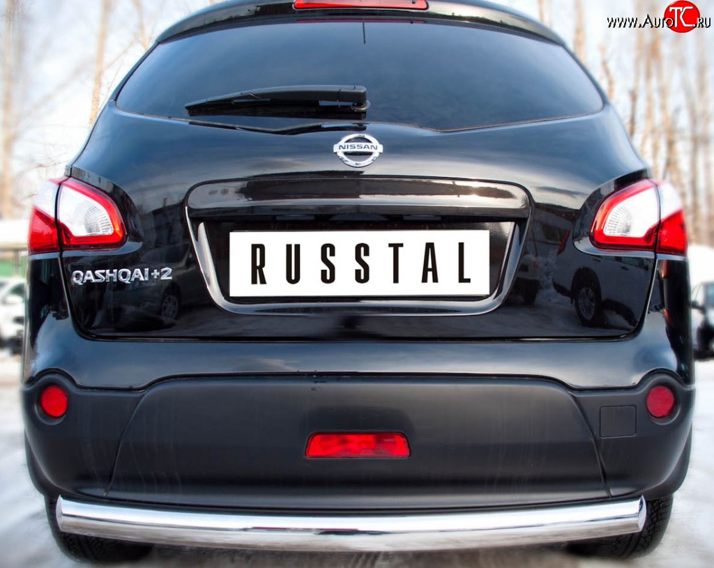 13 749 р. Защита заднего бампера (Ø76 мм, нержавейка) Russtal Nissan Qashqai +2 1 J10 дорестайлинг (2008-2010)  с доставкой в г. Нижний Новгород