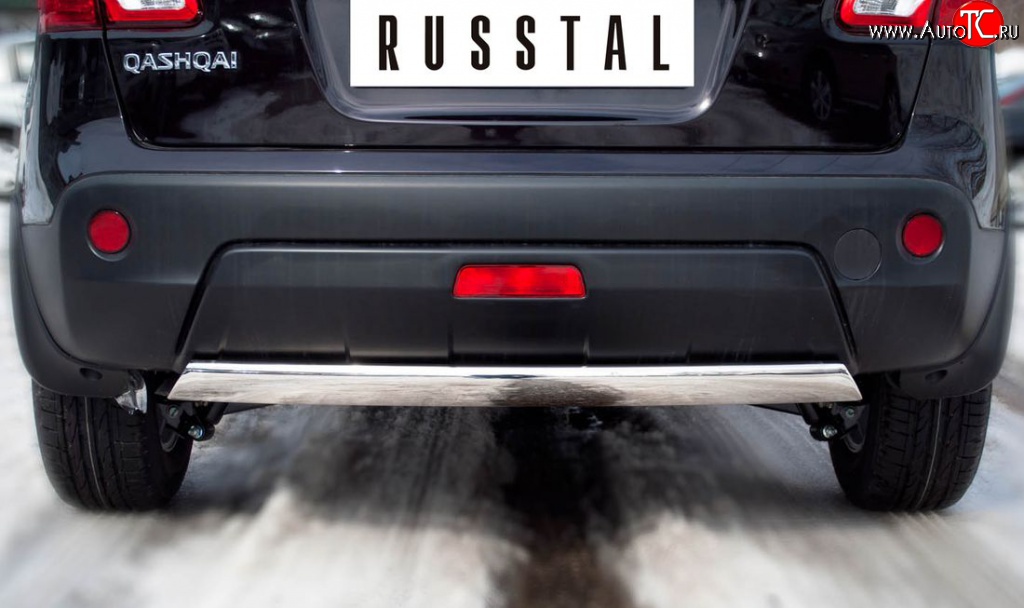 14 999 р. Защита заднего бампера (Ø75х42 мм, нержавейка) Russtal Nissan Qashqai 1 J10 рестайлинг (2010-2013)  с доставкой в г. Нижний Новгород